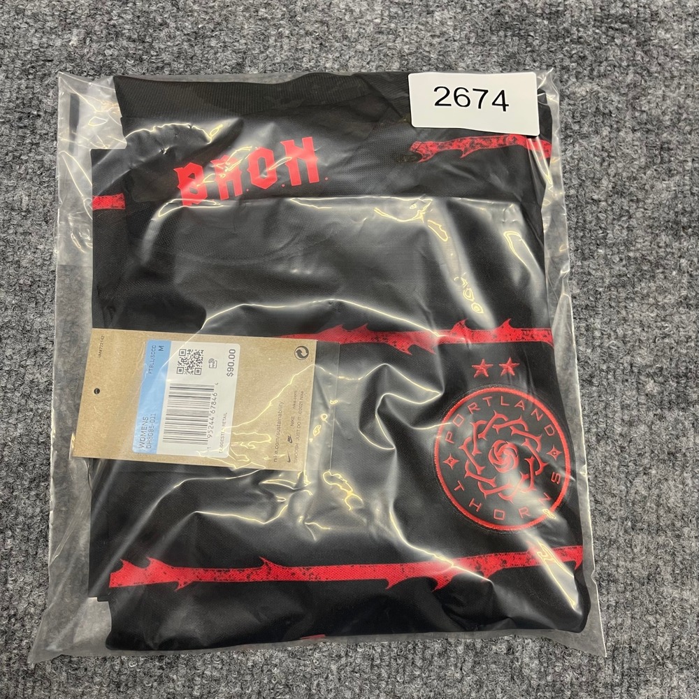 Portland Thorns Jersey Womens Black Red Medium Nike Home Kit NWLS Soccer Tik-Tok - Picture 14 of 15